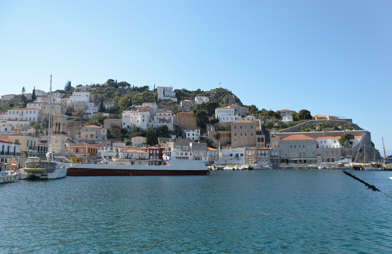 24 - The picturesque harbor and amphitheater-shaped town of Hydra, a historic car-free island located in the Saronic Gulf of Greece
